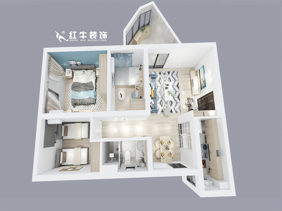 刘小勇_南湾营宁康苑38-303-90㎡-现代简约风格_鸟瞰图